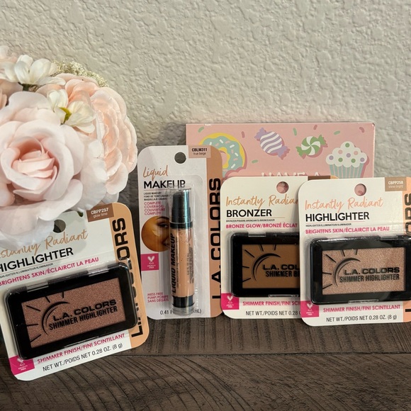 ☀️L.A. Colors Shimmer Highlighter /Bronzer & Foundation New - Picture 1 of 8